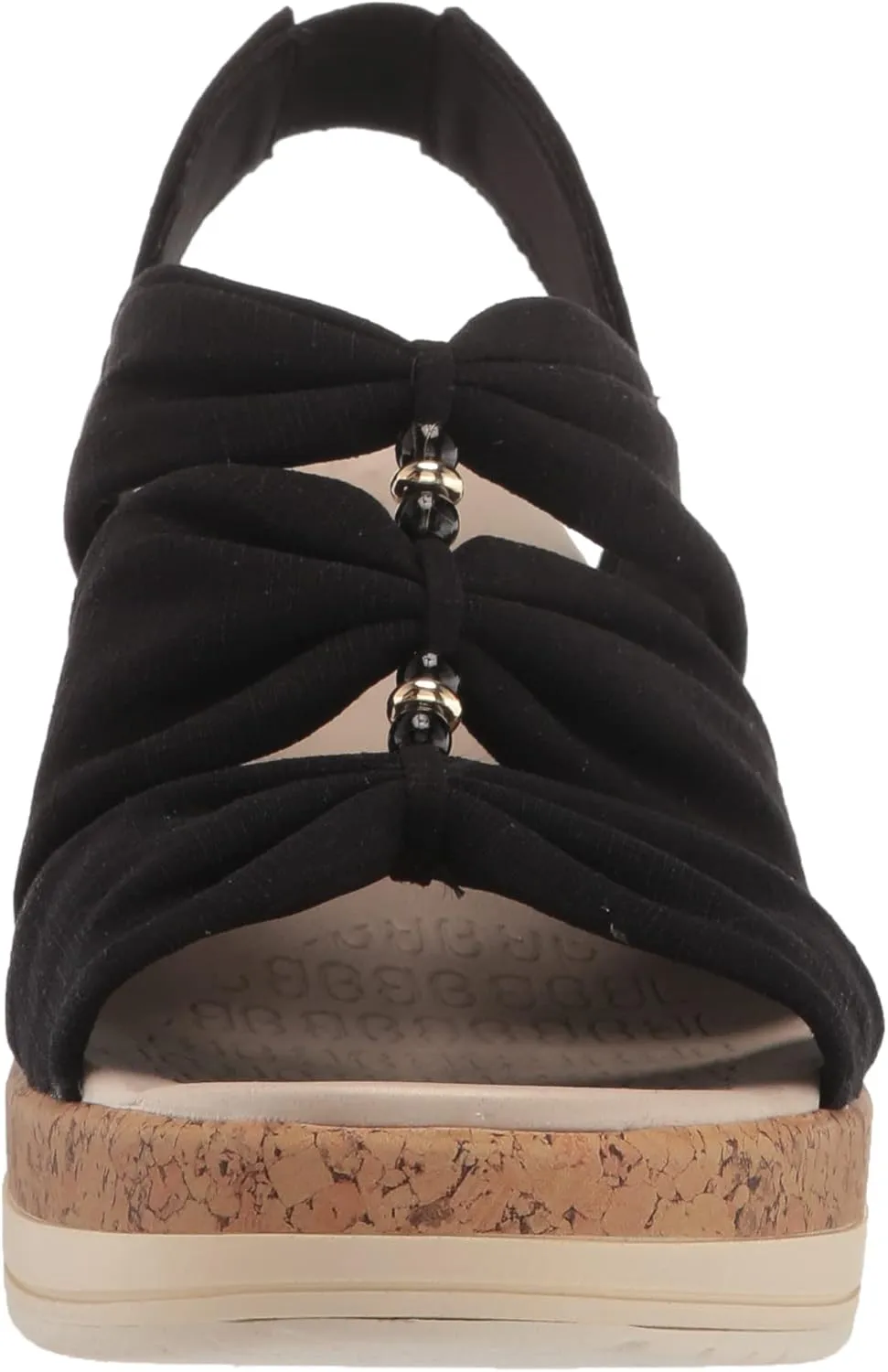 BZees Women's Roma Cork Wedge Beaded Sandal