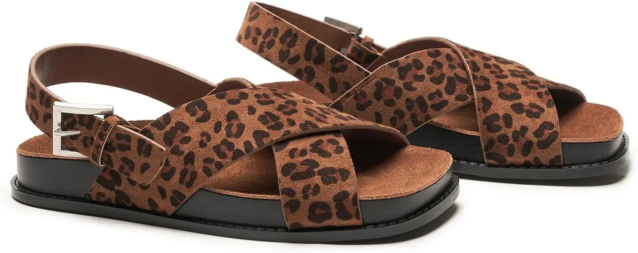 C. Paravano Women Sandals,Comfortable Dressy Flat Slides Summer Sandals with Arch Support for Walking Beach Casual Adjustable Buckle Slip-Ons Fashion Shoes