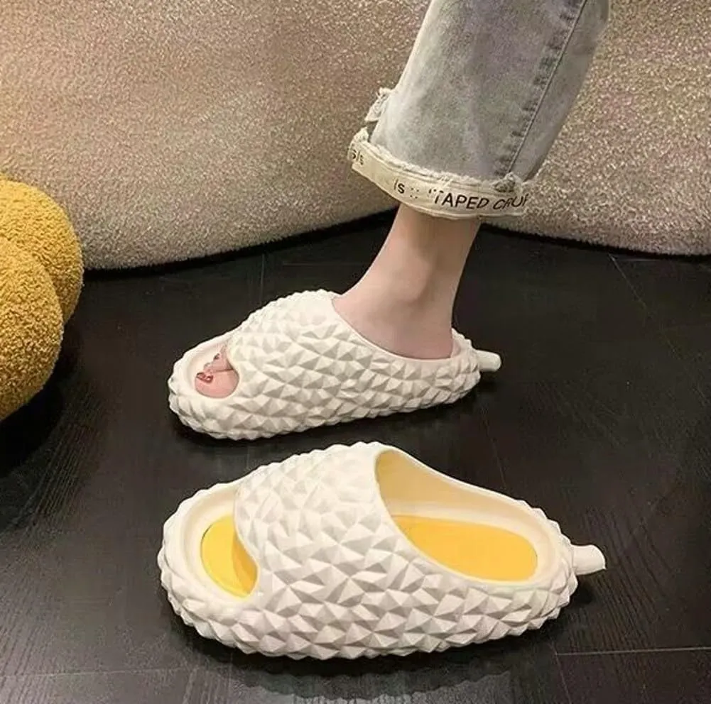 Caistre Funny Fruit House Slipper for Women Men Comfortable Quick Drying Durian Shower Sandals Slippers Non-Slip Bathroom Slippers