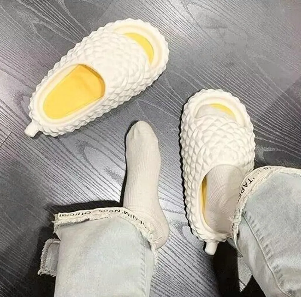 Caistre Funny Fruit House Slipper for Women Men Comfortable Quick Drying Durian Shower Sandals Slippers Non-Slip Bathroom Slippers