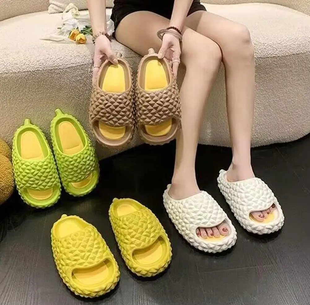 Caistre Funny Fruit House Slipper for Women Men Comfortable Quick Drying Durian Shower Sandals Slippers Non-Slip Bathroom Slippers