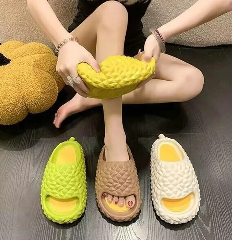 Caistre Funny Fruit House Slipper for Women Men Comfortable Quick Drying Durian Shower Sandals Slippers Non-Slip Bathroom Slippers