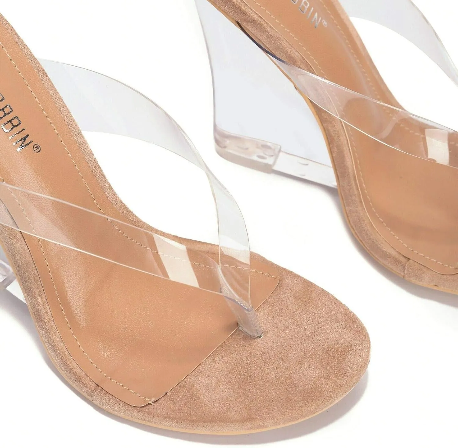 Cape Robbin Fresh Transparent Wedge Sandals Black Open High Clear Platform Mule