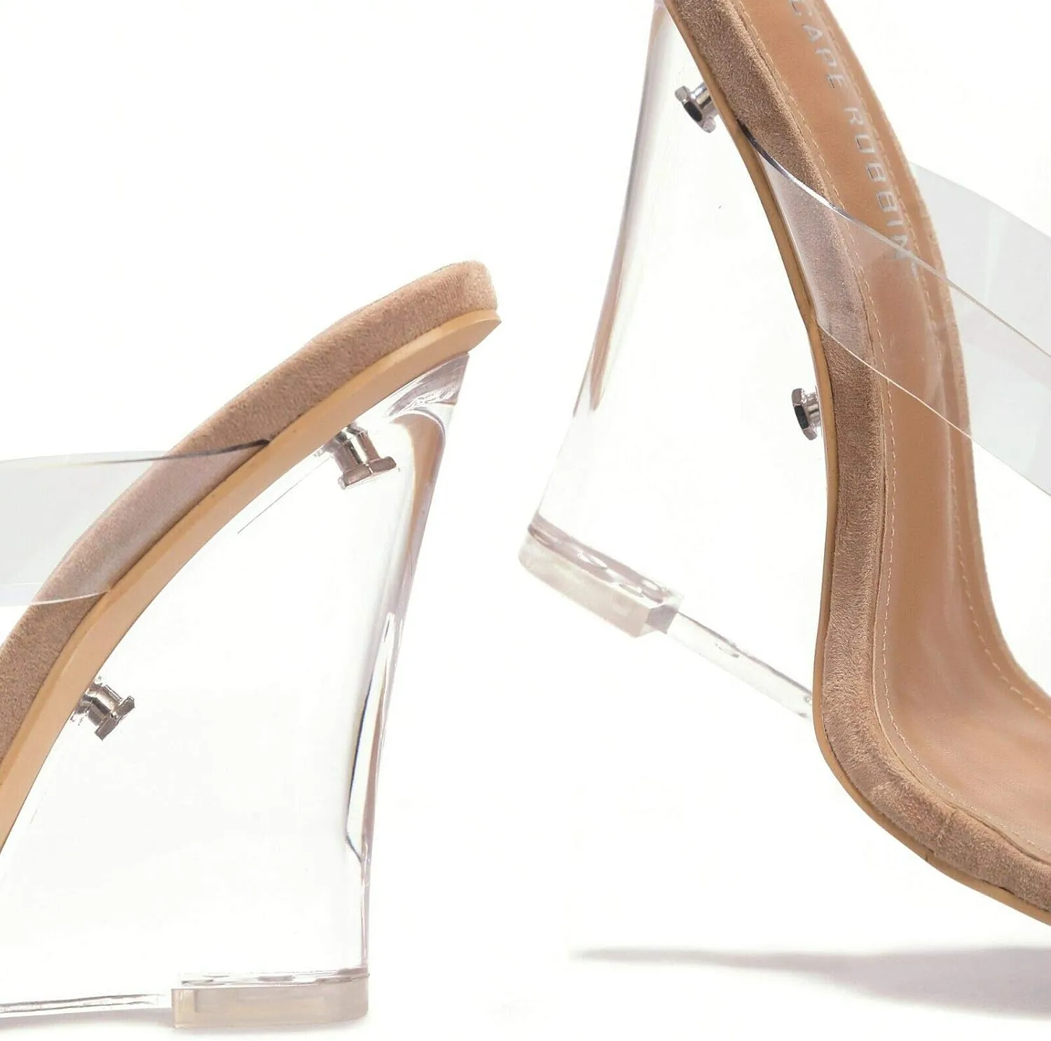 Cape Robbin Fresh Transparent Wedge Sandals Black Open High Clear Platform Mule