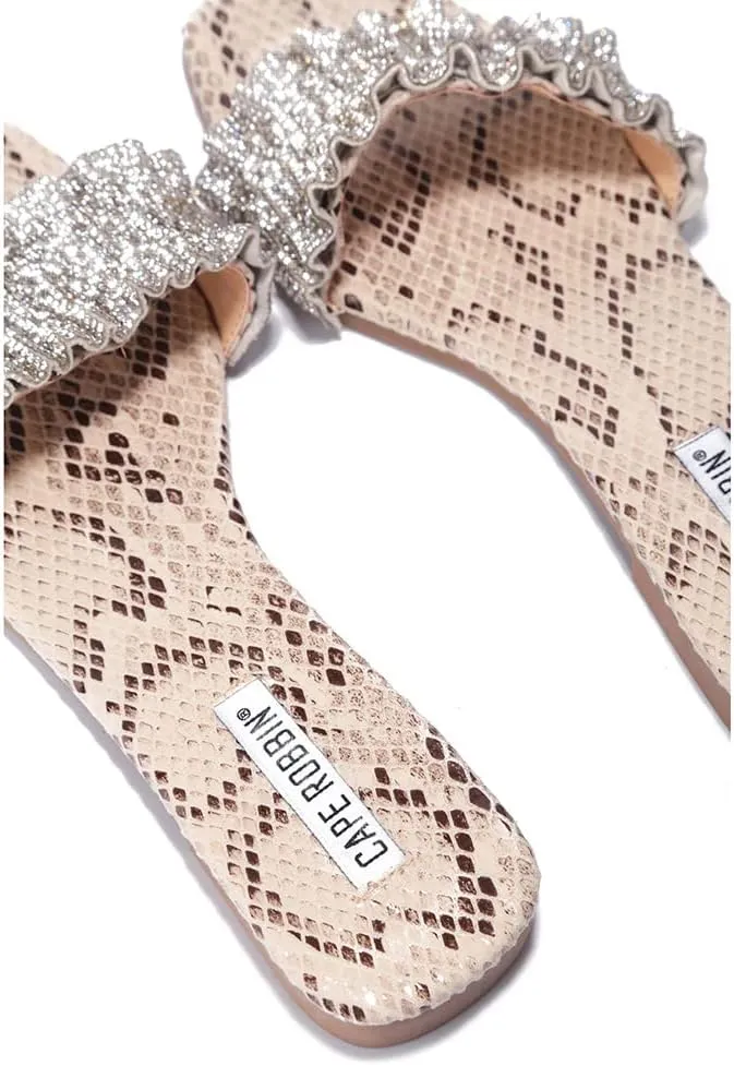 Cape Robbin OHANA NO LEFT BEHIND SLIP ON OPEN TOE SLIDE MULE SANDALS SNAKE