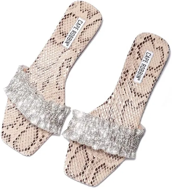 Cape Robbin OHANA NO LEFT BEHIND SLIP ON OPEN TOE SLIDE MULE SANDALS SNAKE