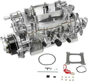 Carburetor 1906 AVS2 650 CFM with Electric Choke Compatible with 1906 AVS2 Series 650CFM Carburetor 4 Barrel Annular Booster Satin Finish Square Bore
