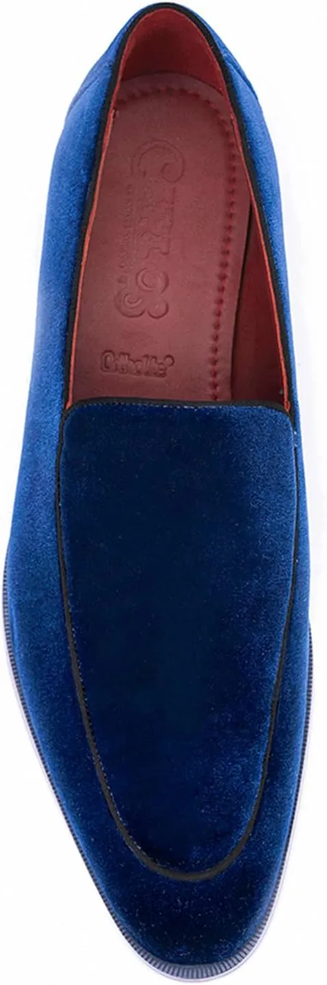 Carlos Santana Prince Velvet Loafer for Men | Easy Slip-on Style | Slip Resistant Rubber Outsole & Cushioned Leather Footbed