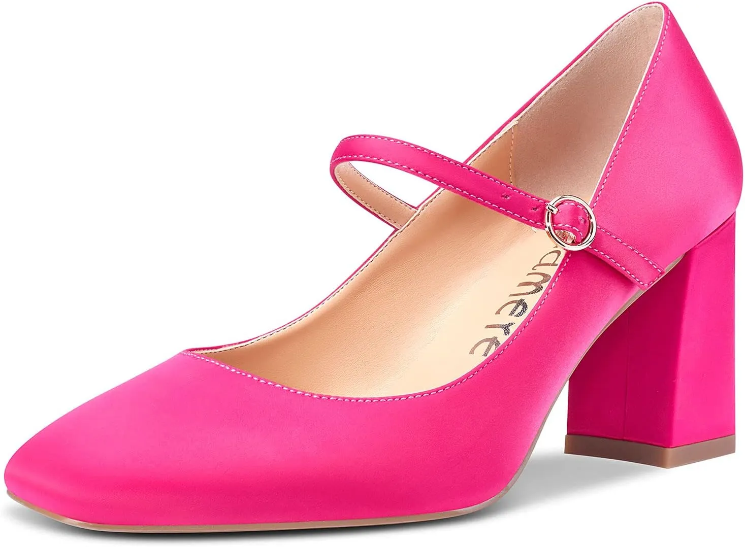 Castamere Ladies Chunky Heel Square-Toe Mary Jane Pumps Strappy Sexy Elegant Pump 3 Inch Heels