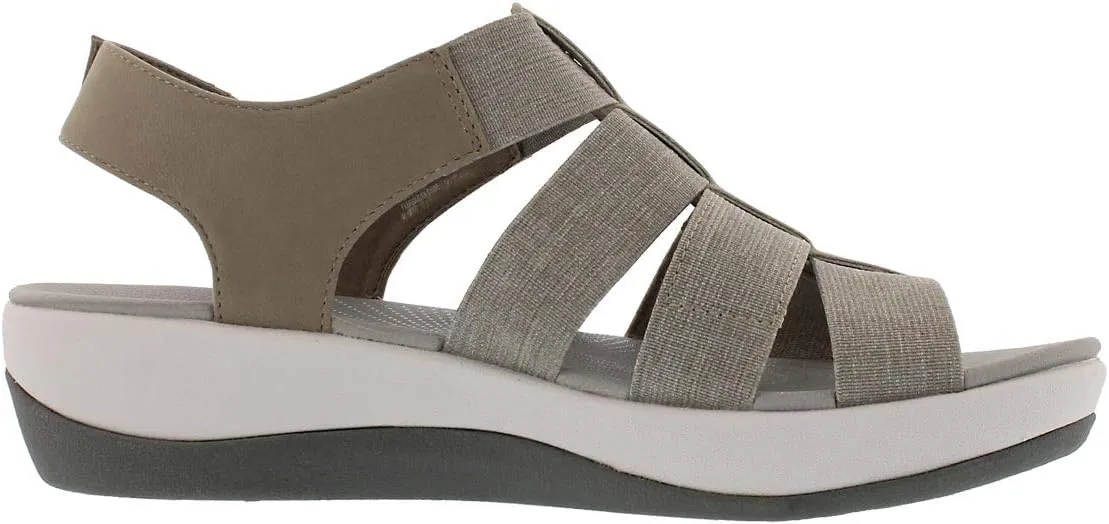 Clarks Women's Arla Shaylie Casual Wedge Sandal Sand/Wht