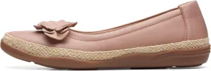 Clarks Women's Elaina Jade Ballet Flat, Warm Beige Leather, 12 Wide