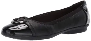 Clarks womens Gracelin Wind Dress Ballet Flat, Black Leather/Synthetic, 8.5 US