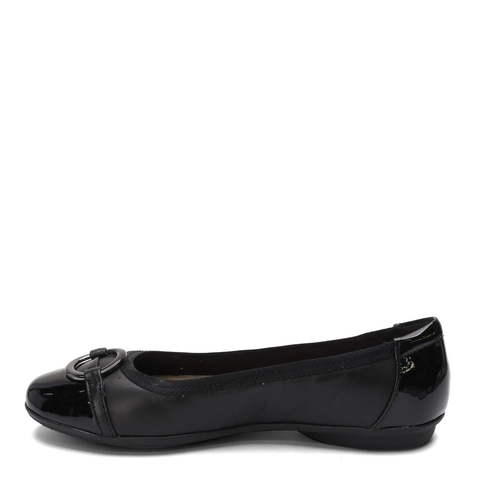 Clarks womens Gracelin Wind Dress Ballet Flat, Black Leather/Synthetic, 8.5 US