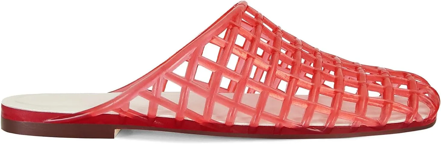 Clear Jelly Flats for Women Closed Toe Mesh Hollow Jellies Mule Sandals Slip On Jelly Slides Casual Comforatable Summer Beach Slipper Sandals