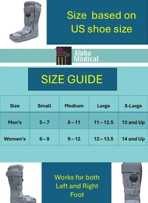 Closed Toe High-Top Air Walker Pneumatic Walker Boot | Rocker Bottom | For Post-Operative Rehab, Stable Fractures, Ankle Sprains, & Tendon Sprains | Adjustable Straps | Air Pump (Large)