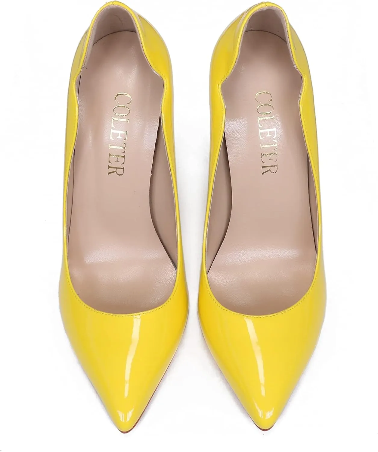 COLETER Women's Sexy Pointed Toe High Heels,4.72 inch/12cm Patent Leather Pumps,Wedding Dress Shoes,Cute Evening Stilettos