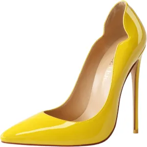 COLETER Women's Sexy Pointed Toe High Heels,4.72 inch/12cm Patent Leather Pumps,Wedding Dress Shoes,Cute Evening Stilettos