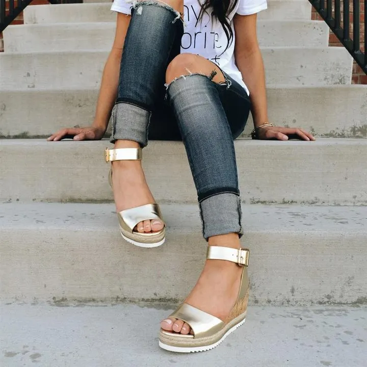 Creamtopmall Open Toe Low Heel Holiday Sandals