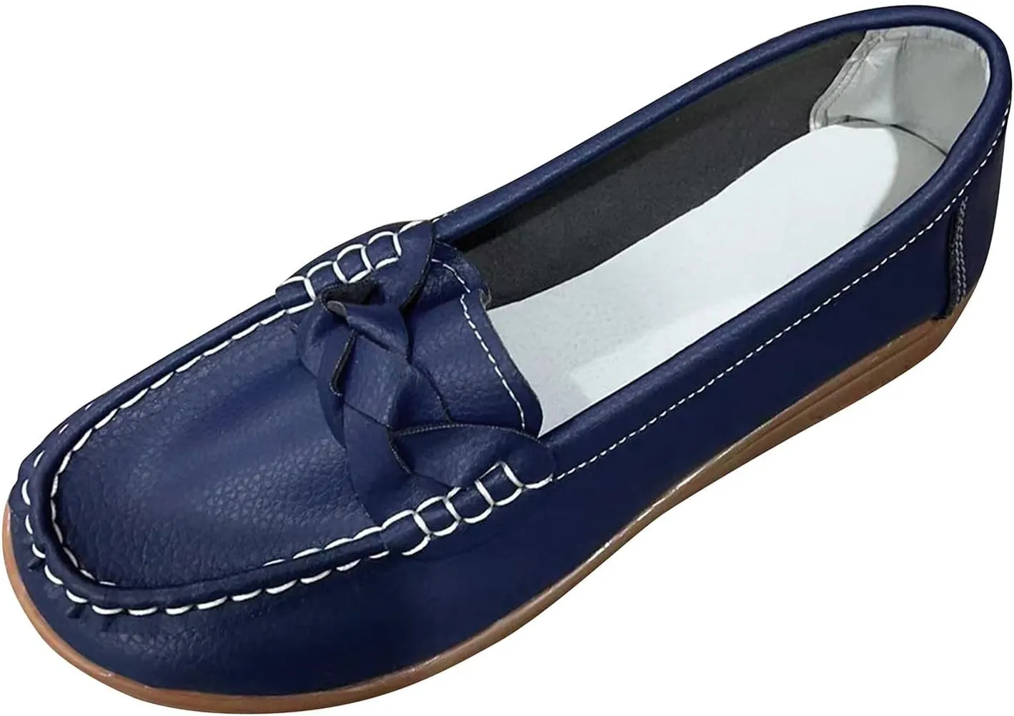 CsgrFagr Ladies Fashion Multicolor Leather Shoes Soft Sole Pump Flat Casual Shoes Born Mens Casual Shoes (Blue, 8)