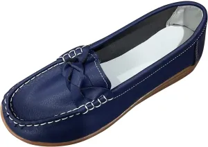 CsgrFagr Ladies Fashion Multicolor Leather Shoes Soft Sole Pump Flat Casual Shoes Born Mens Casual Shoes (Blue, 8)