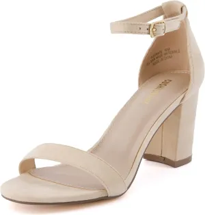 CUSHIONAIRE Women's Kimmie one band mid block heel sandal  Memory Foam, Wide Widths Available
