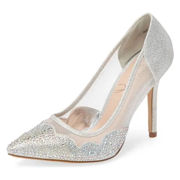 Cutting-edge style Dress Rhinestone Mesh Pump Toe Sale-priced Lauren Stiletto Pointed Lorraine Elaine Heeled