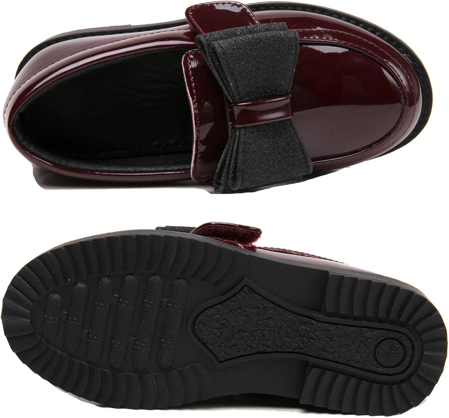 DADAWEN Girl's Loafers Slip On Bowknot Oxford Shoes Flats Round Toe Wedding Church School Uniform Dress Shoes (Toddler/Little Kid/Big Kid)