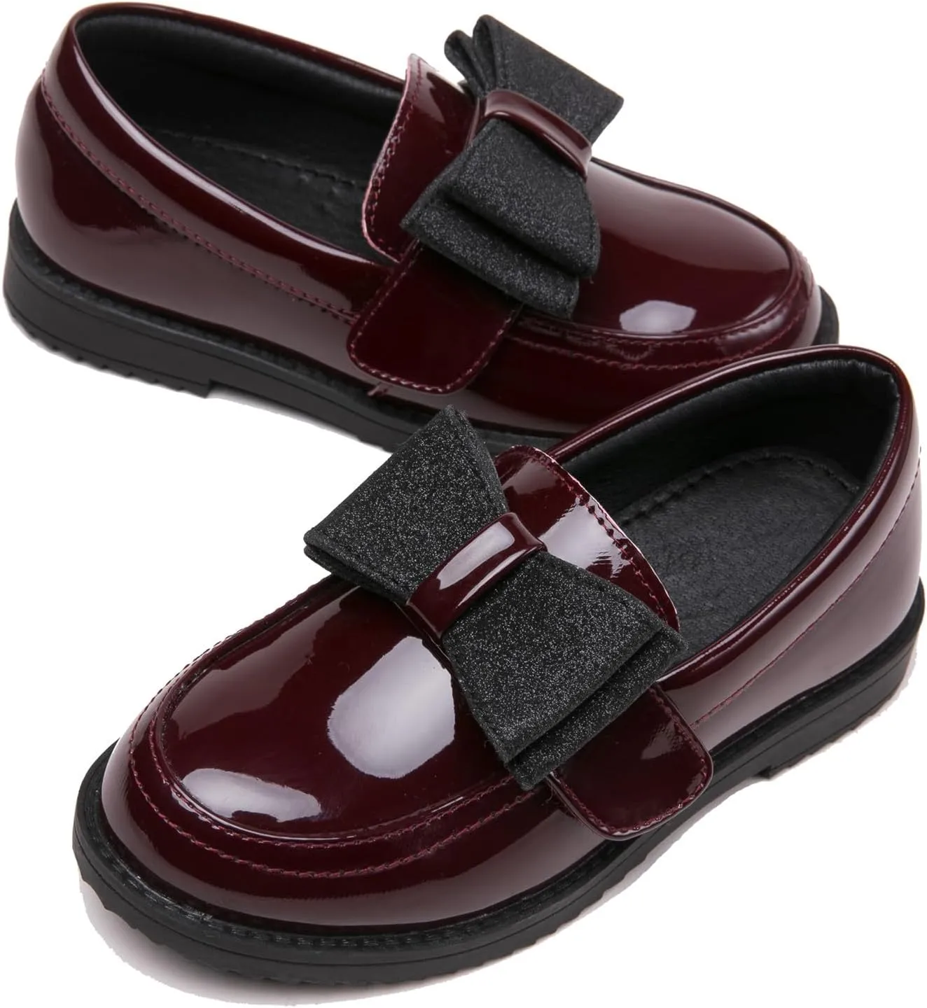 DADAWEN Girl's Loafers Slip On Bowknot Oxford Shoes Flats Round Toe Wedding Church School Uniform Dress Shoes (Toddler/Little Kid/Big Kid)
