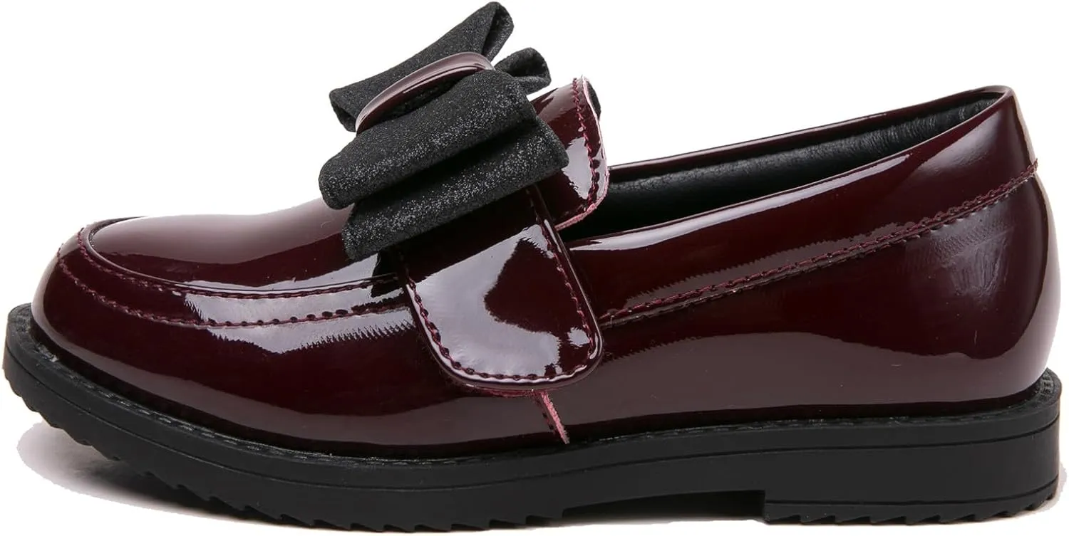 DADAWEN Girl's Loafers Slip On Bowknot Oxford Shoes Flats Round Toe Wedding Church School Uniform Dress Shoes (Toddler/Little Kid/Big Kid)
