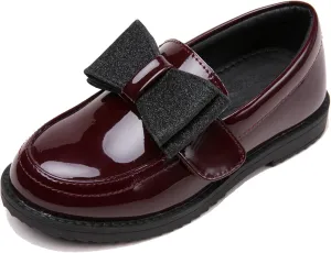 DADAWEN Girl's Loafers Slip On Bowknot Oxford Shoes Flats Round Toe Wedding Church School Uniform Dress Shoes (Toddler/Little Kid/Big Kid)
