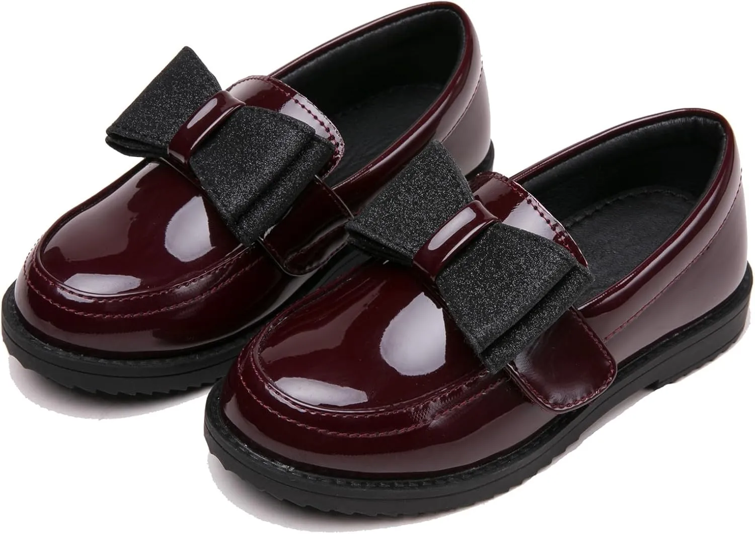 DADAWEN Girl's Loafers Slip On Bowknot Oxford Shoes Flats Round Toe Wedding Church School Uniform Dress Shoes (Toddler/Little Kid/Big Kid)
