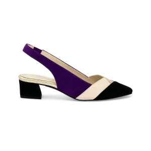 DI CHENZO Women's 9910 Purple, Nude, Black, and Platinum Leather Combo