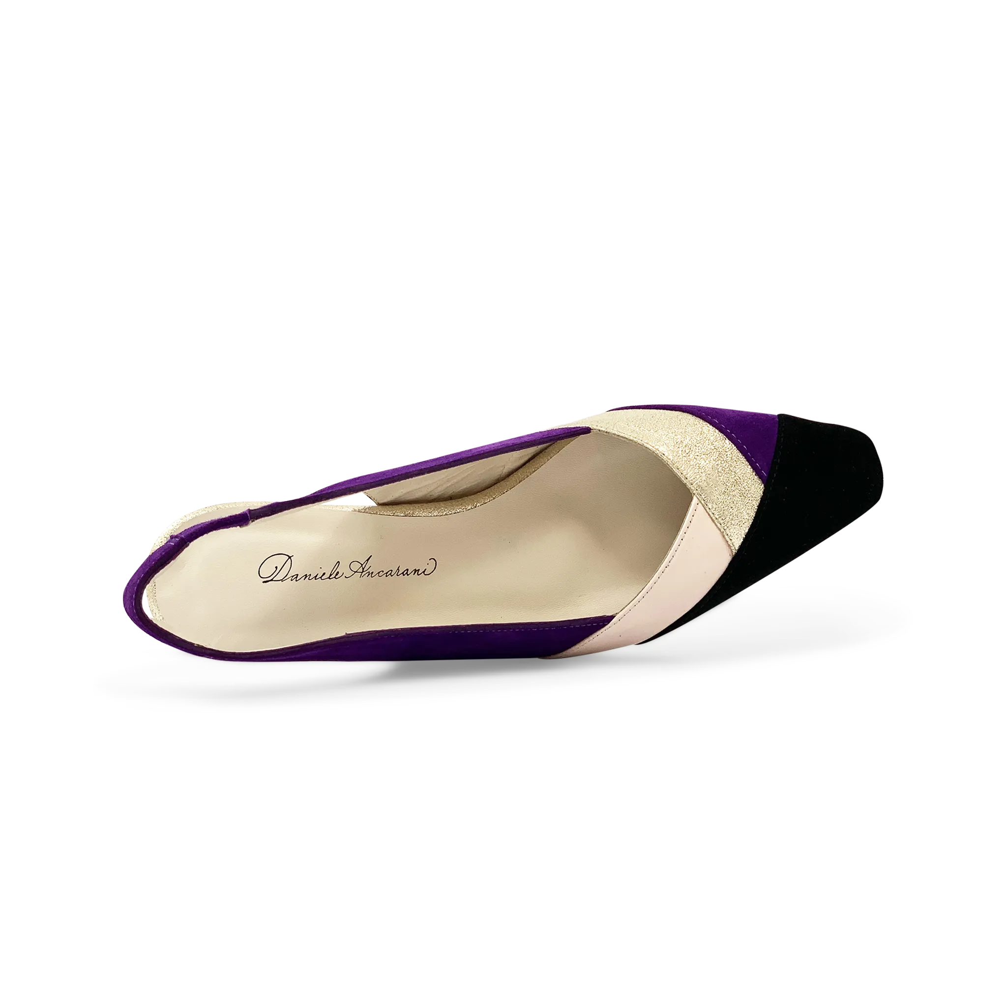 DI CHENZO Women's 9910 Purple, Nude, Black, and Platinum Leather Combo