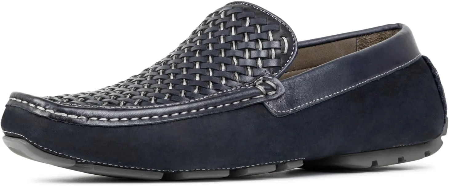 Donald Pliner Men's Damiano Woven Nubuck Driving Style Loafer, Navy, 15