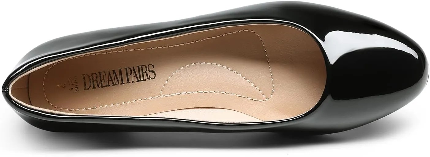 DREAM PAIRS Women's Mila Low Chunky Heel Pump Shoes