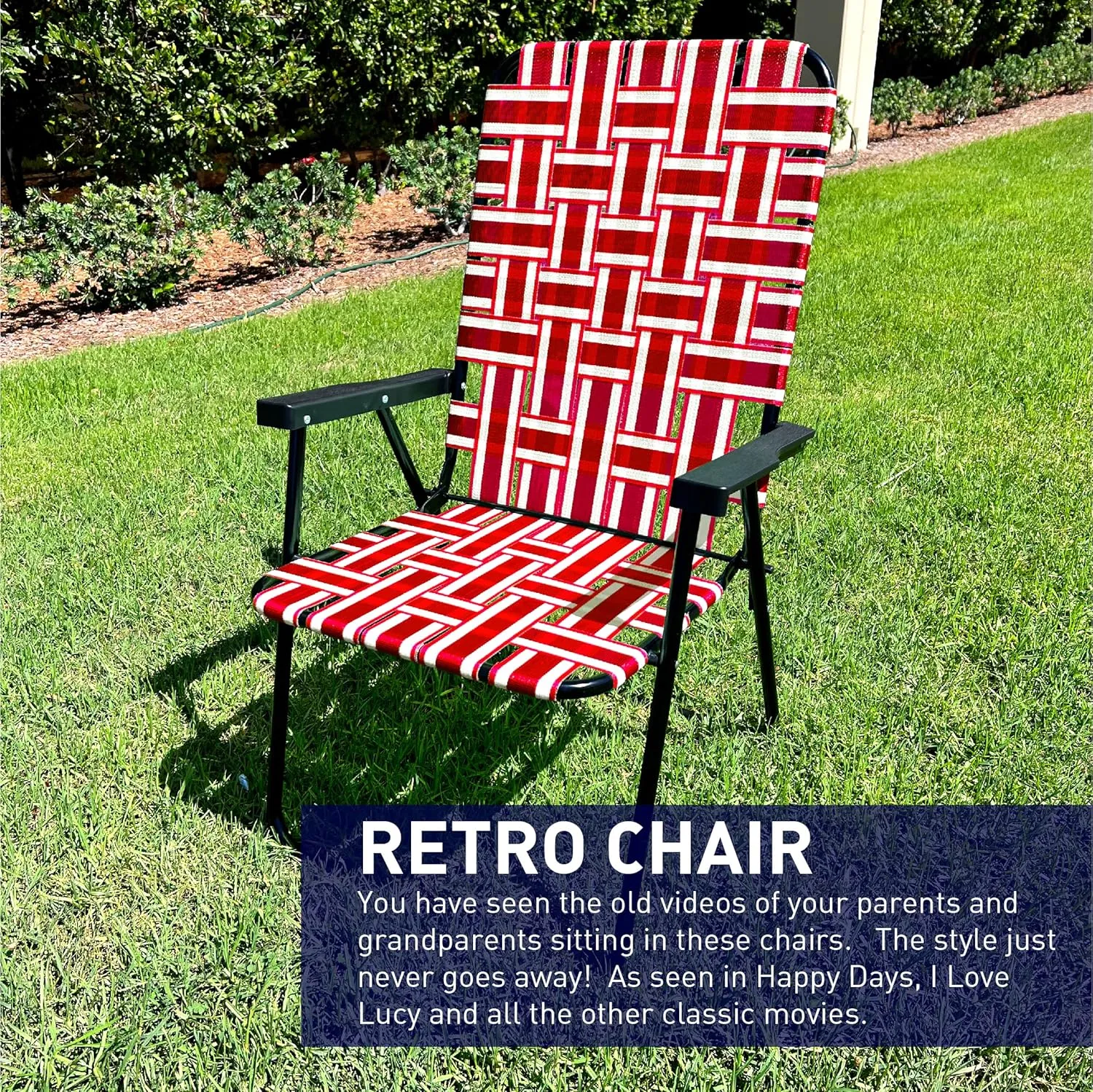 EasyGo Product Lawn Chair Folding Steel Webbing Chaise Patio Lounger Seat Wood Handles for Camping, Beach, Fishing, Backyard, Stadium, Pool, Boating, and Sports, 2 Pack, Red