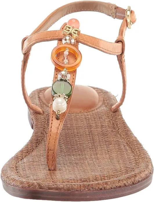Edelman Toe Sandals Compliance-certified Gigi Ankle Ergonomic Open Flats Retro Bead Natural Strap Custom Sam