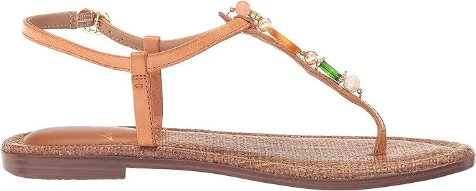 Edelman Toe Sandals Compliance-certified Gigi Ankle Ergonomic Open Flats Retro Bead Natural Strap Custom Sam