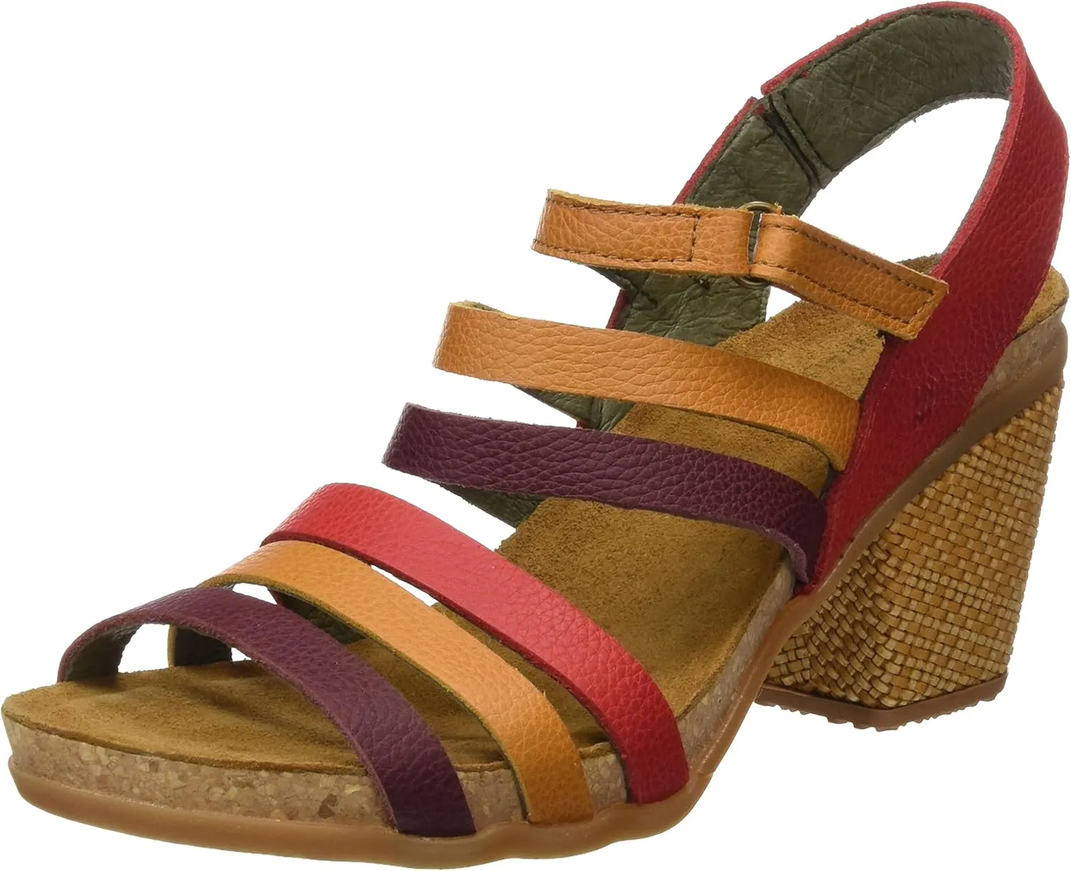 El Naturalista Women's N5030 Soft Grain Grosella Mixed/Mola Heeled Sandal