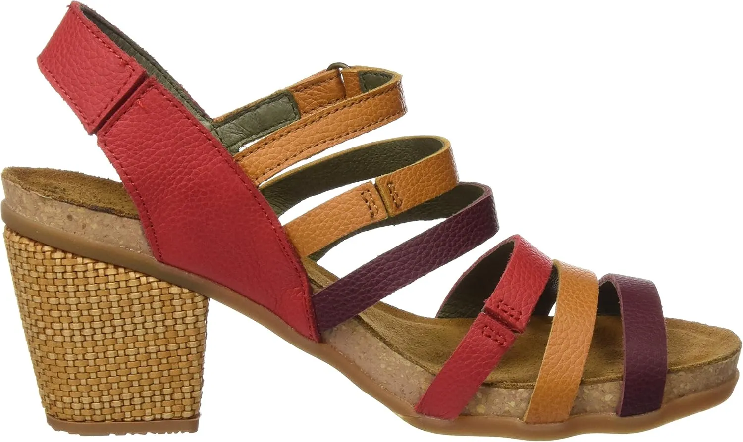 El Naturalista Women's N5030 Soft Grain Grosella Mixed/Mola Heeled Sandal