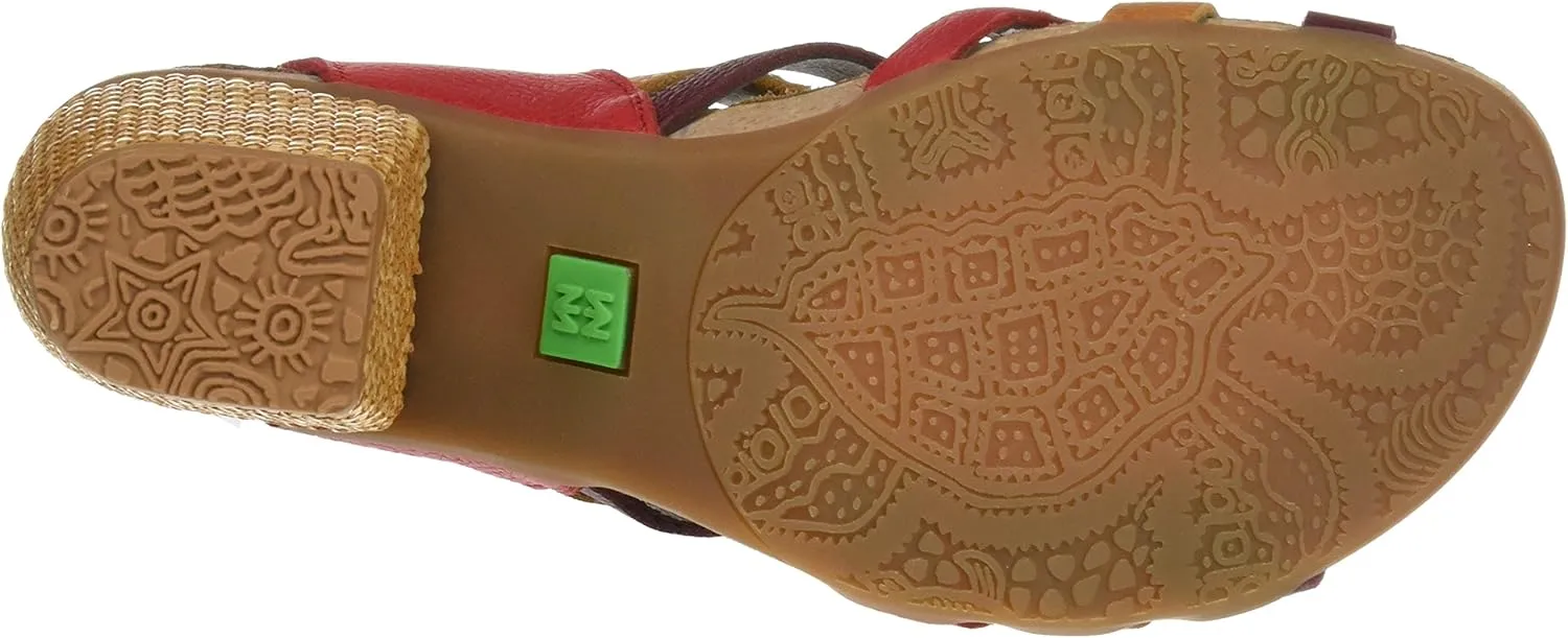 El Naturalista Women's N5030 Soft Grain Grosella Mixed/Mola Heeled Sandal