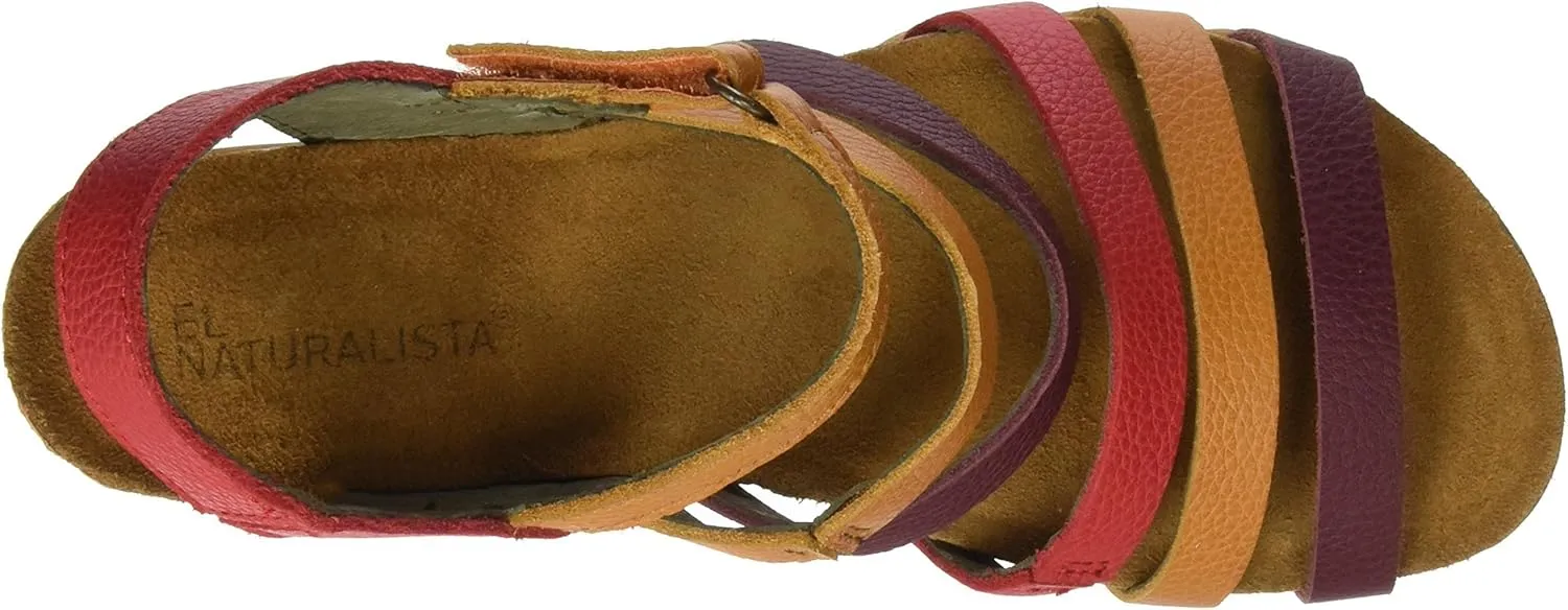 El Naturalista Women's N5030 Soft Grain Grosella Mixed/Mola Heeled Sandal