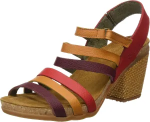 El Naturalista Women's N5030 Soft Grain Grosella Mixed/Mola Heeled Sandal