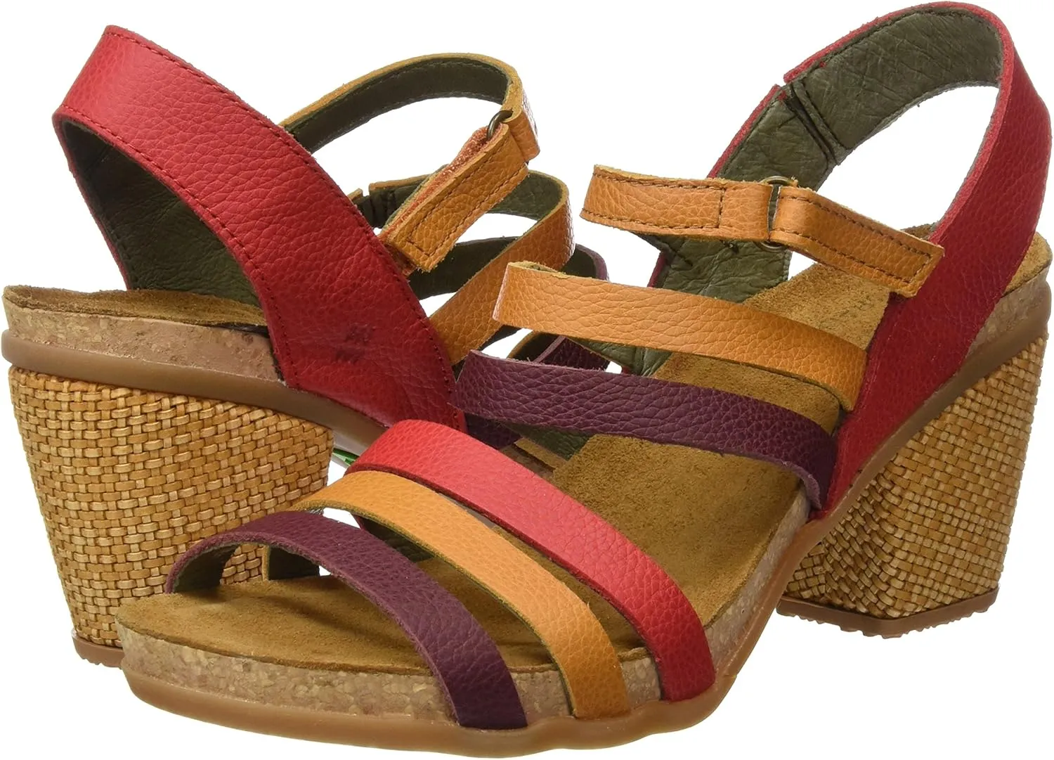 El Naturalista Women's N5030 Soft Grain Grosella Mixed/Mola Heeled Sandal