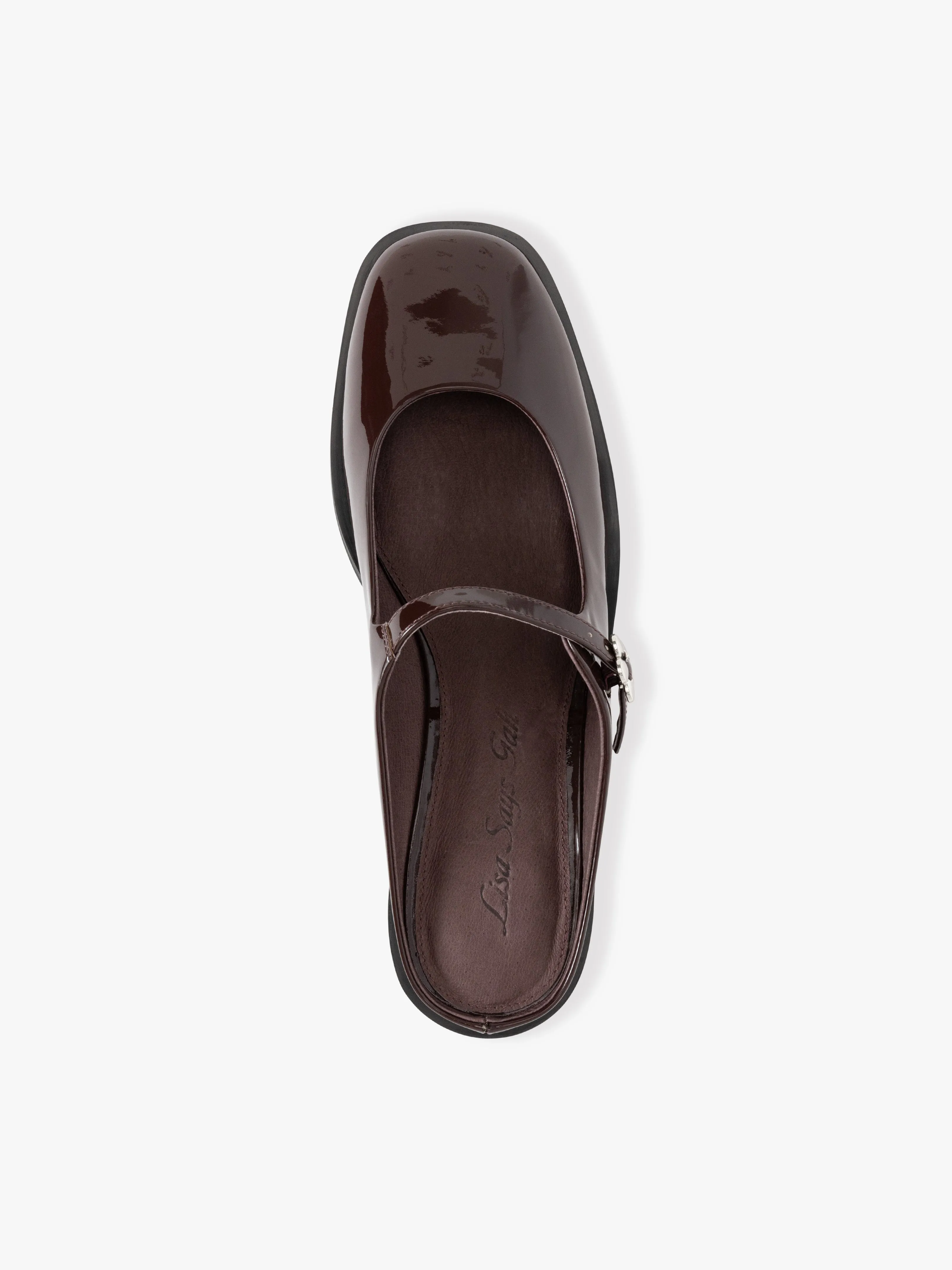 Ella Mary Jane Mule - Chocolate Patent