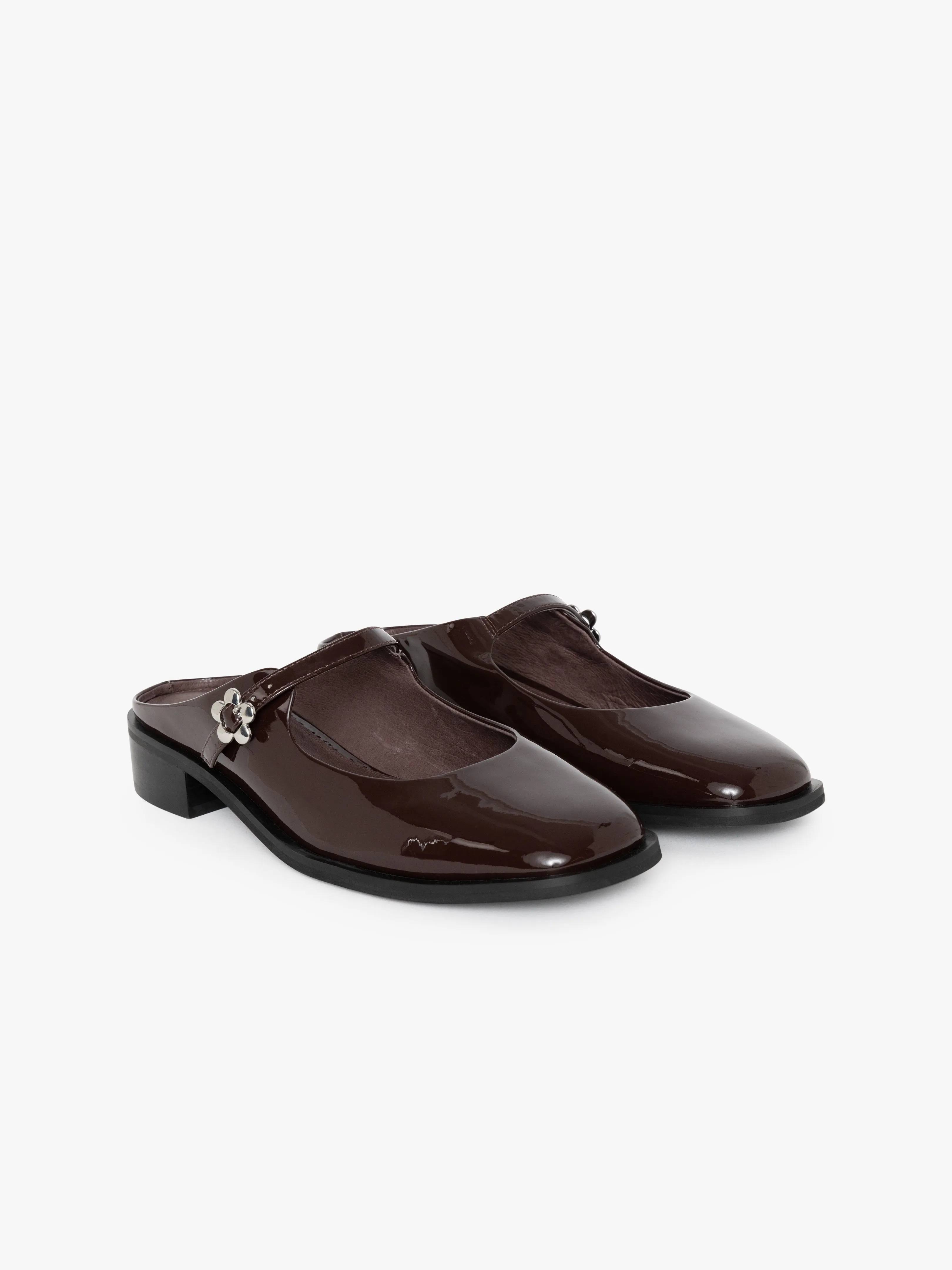 Ella Mary Jane Mule - Chocolate Patent