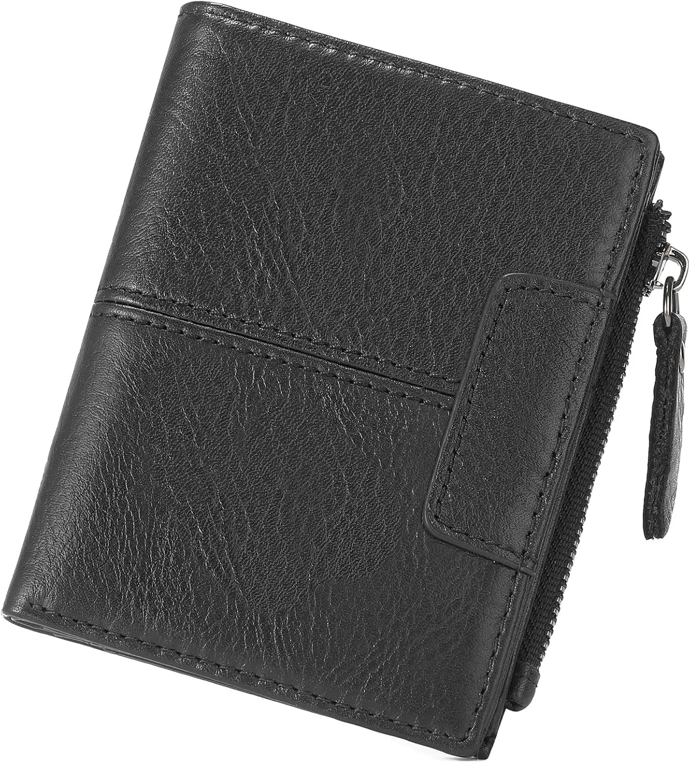 FALAN MULE Genuine Leather Wallet for Men Slim Bifold Rfid Blocking Men Wallet with ID Window Zip Coin Pocket