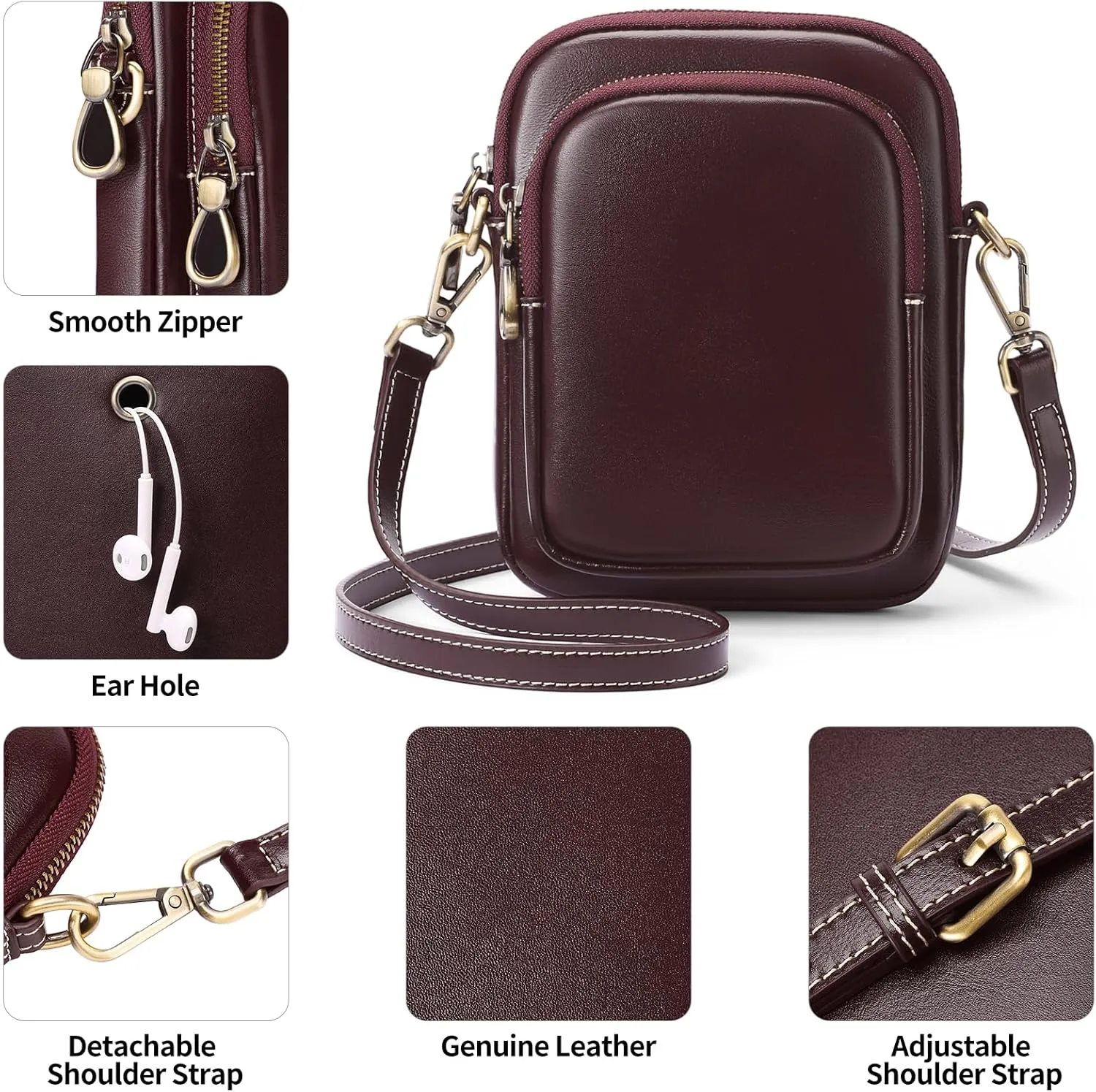 FALAN MULE Small Crossbody Bags for Women,Leather Trendy Cell Phone Bag Wallet Purses with Adjustable Strap