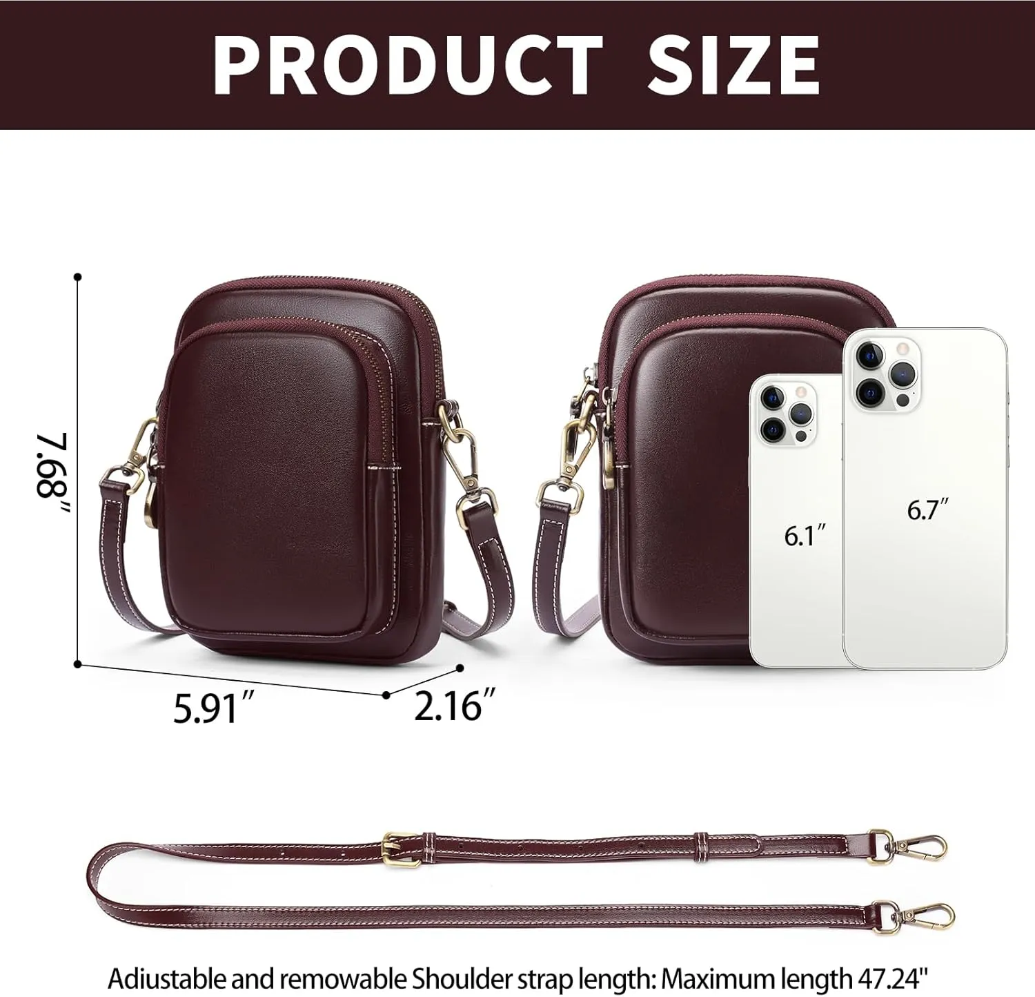FALAN MULE Small Crossbody Bags for Women,Leather Trendy Cell Phone Bag Wallet Purses with Adjustable Strap