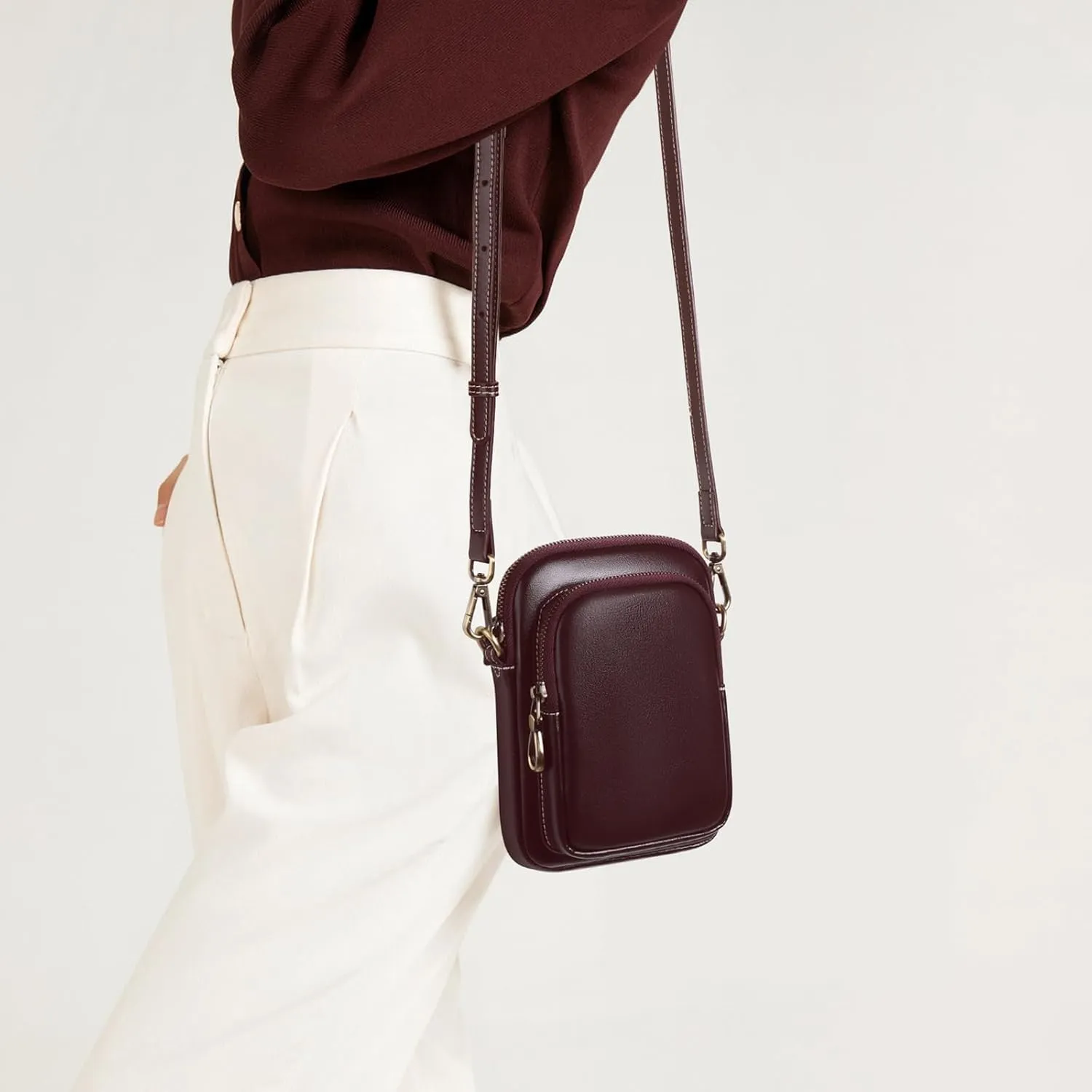 FALAN MULE Small Crossbody Bags for Women,Leather Trendy Cell Phone Bag Wallet Purses with Adjustable Strap